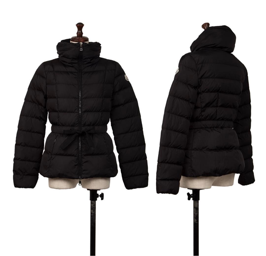 MONCLER 黒 ダウンジャケット ウエストリボン付き - メルカリ