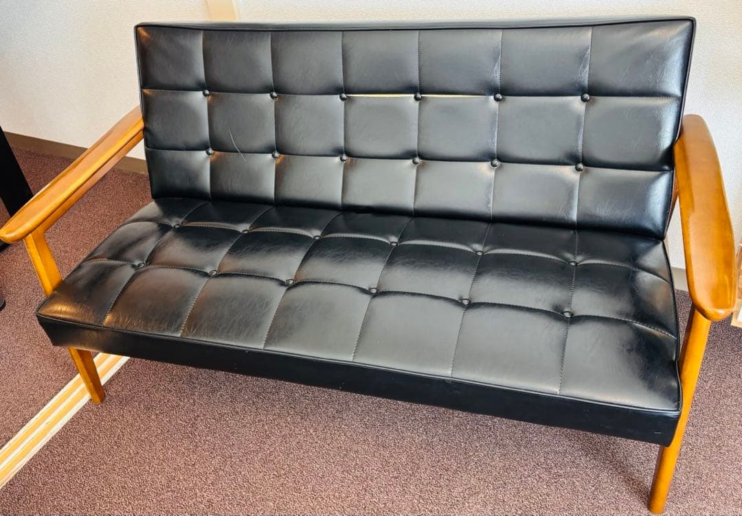 カリモク60 2人掛けソファ カリモク60 Kチェア 2シーターソファ モケットグリーン 中古 緑 レトロ