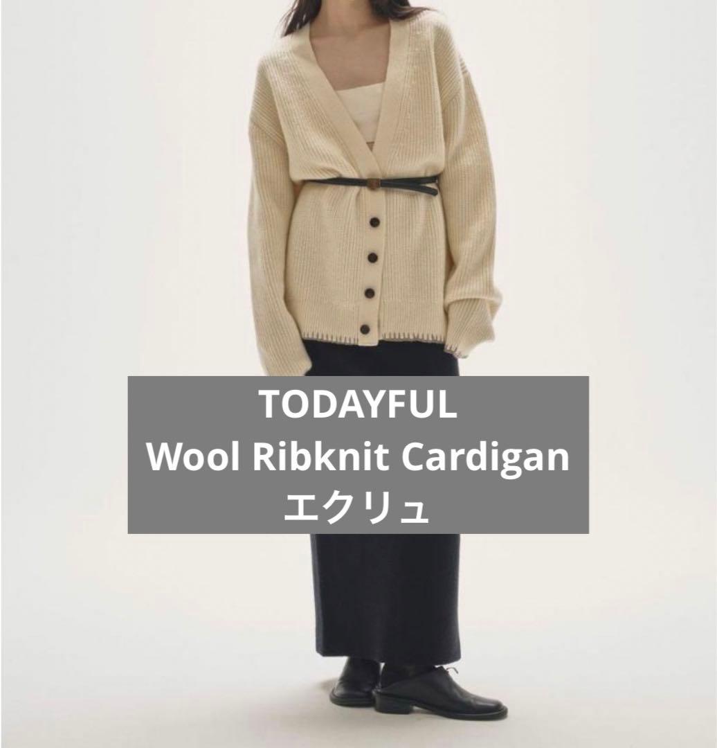 TODAYFUL Wool Ribknit Cardigan エクリュ - メルカリ