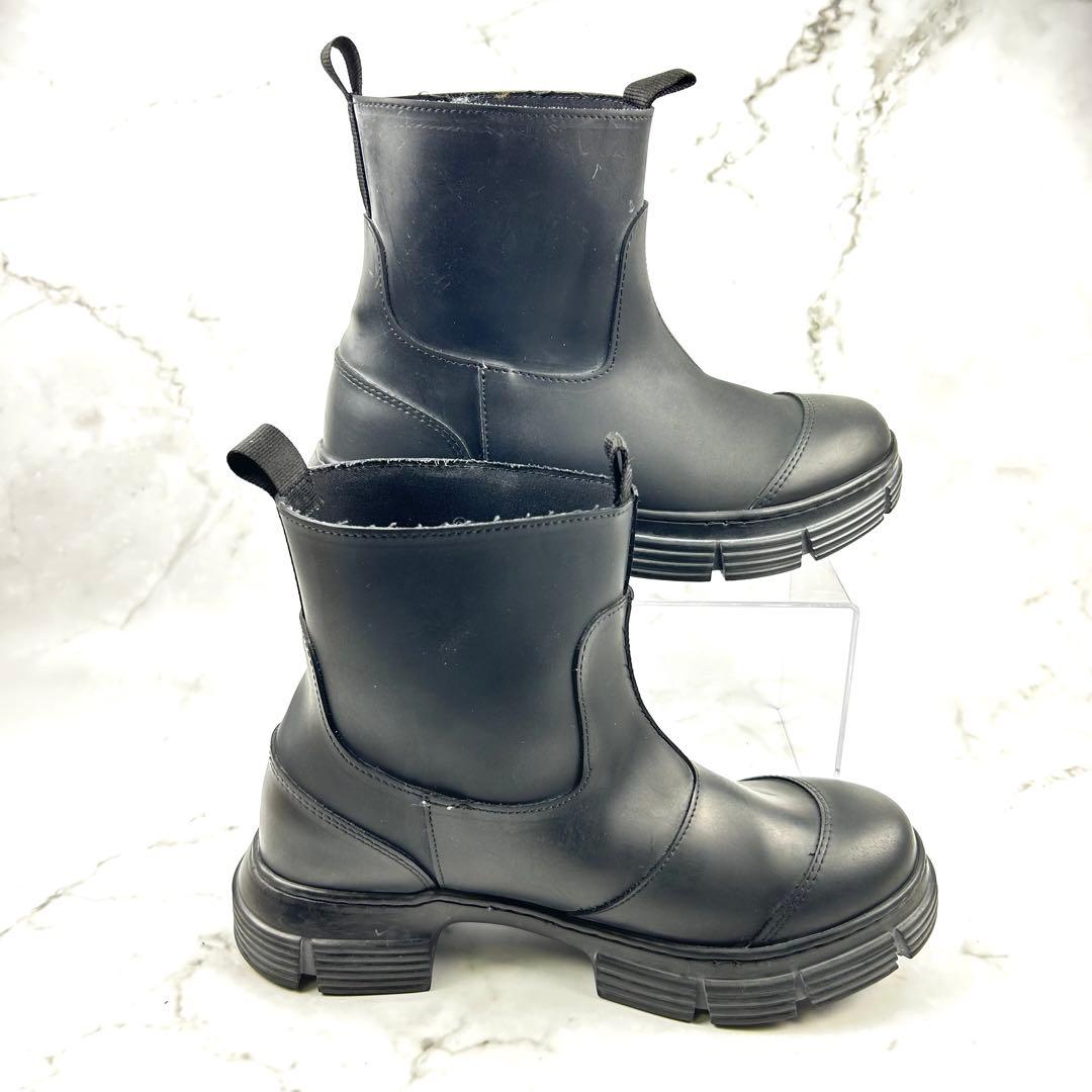 GANNI ガニー リサイクルラバー チェルシーブーツ ブラック 37 - メルカリ
