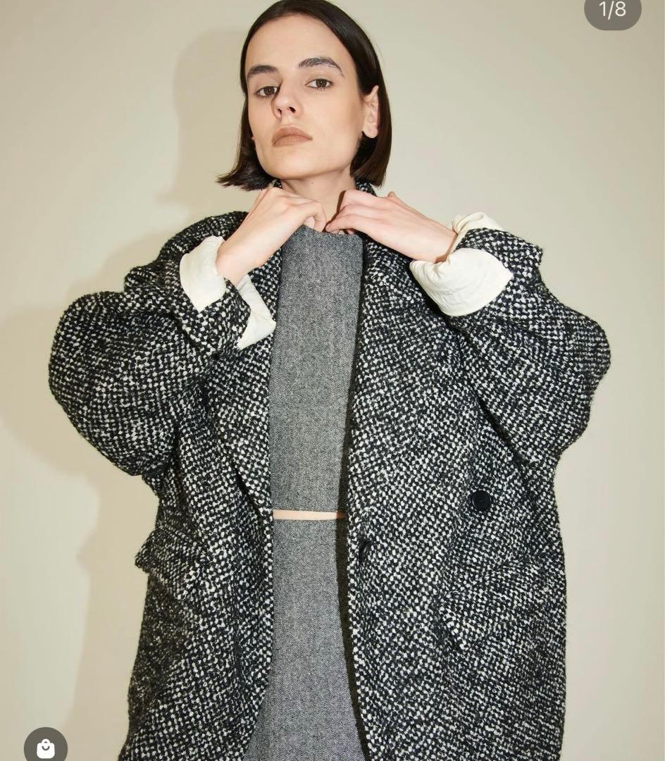 SuzuHirose×CLANE MIX COLOR OVER BLACK CLANE × SUZU」 イチオシのMIX COLOR OVER COAT⚫️⚪️ ブラックは