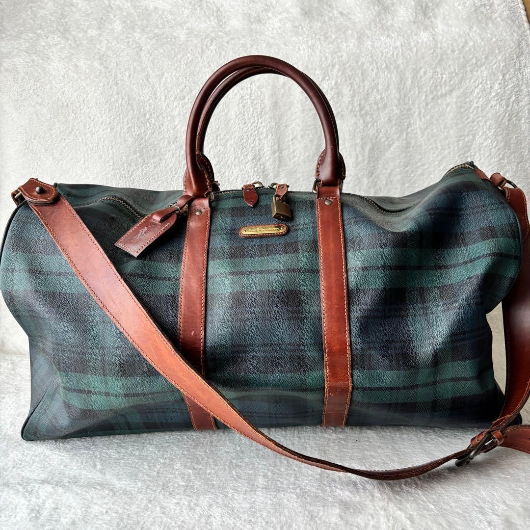 ポロラルフローレン ヴィンテージ ボストンバッグ 緑 PVCレザー 2WAY