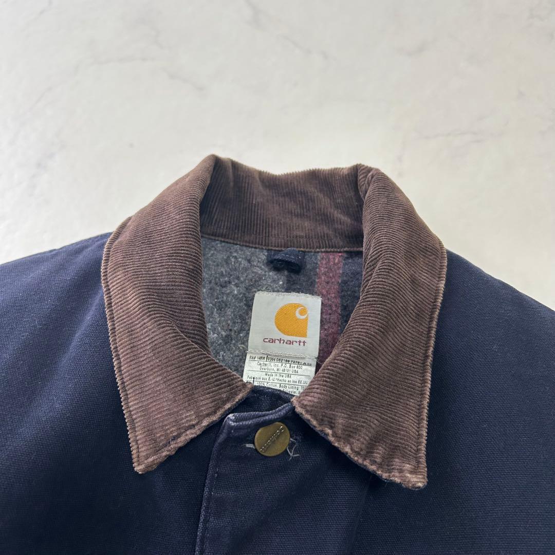 美品】USA製 カーハート ミシガンチョアコート ネイビー C02 MDT L