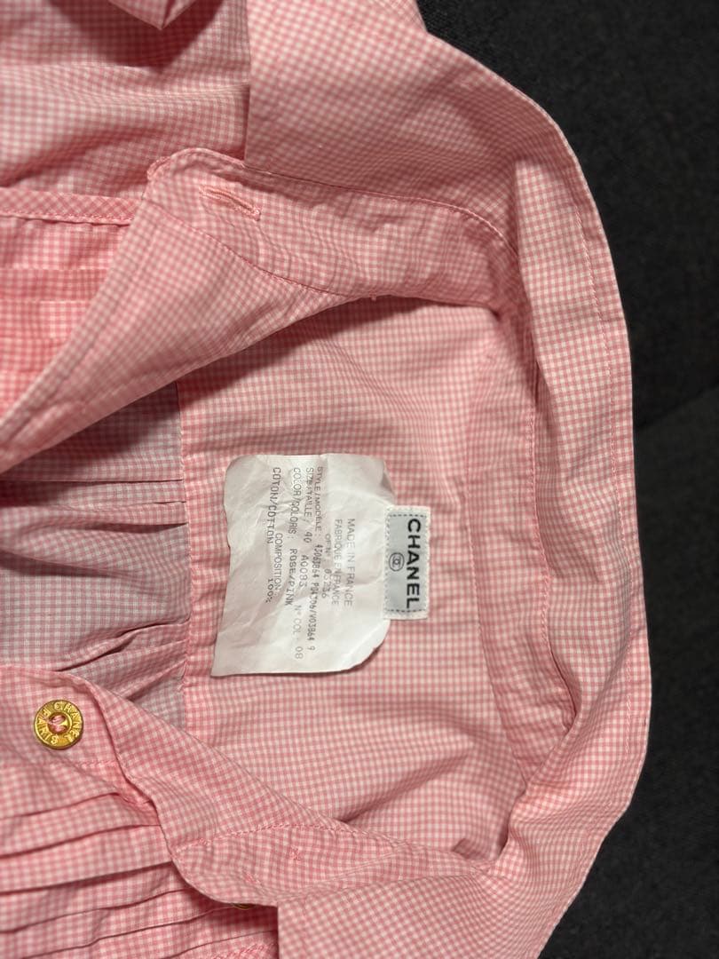 シャネルCHANELヴィンテージ、チェックシャツ、オーバーサイズ極美品