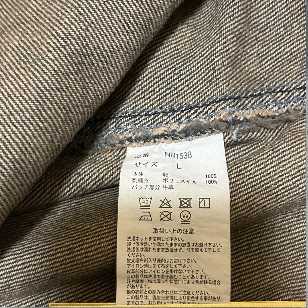 9090ナインティナインティ キングロゴ 刺繍 デニムジャケット グレーXL