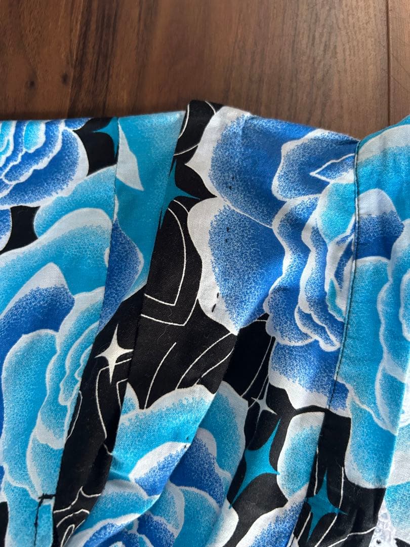 姫ギャル　浴衣ドレス　量産地雷Y2K 平成ギャル　薔薇ばらバラ　黒×青　130