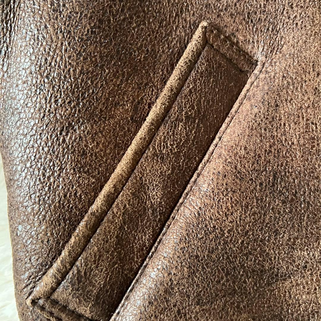 Bー3ラムレザー 本革フライトボアムートンジャケットブラウン90'00