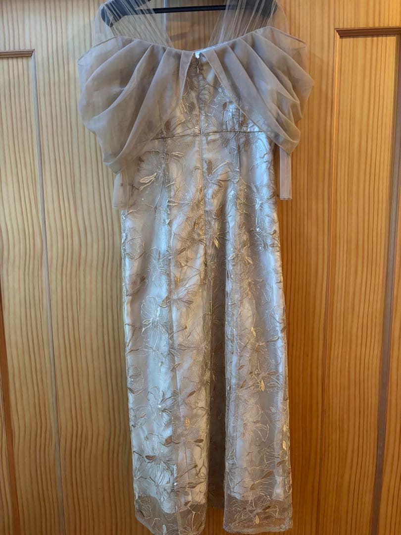 2025新作】美品/andresd/チュールドレープスパンコールドレスイエロー