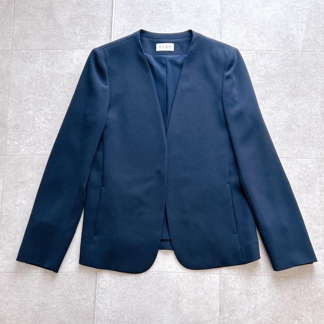 極美品✨ PLST トリアセブランド ノーカラー セットアップ 紺 M 2023