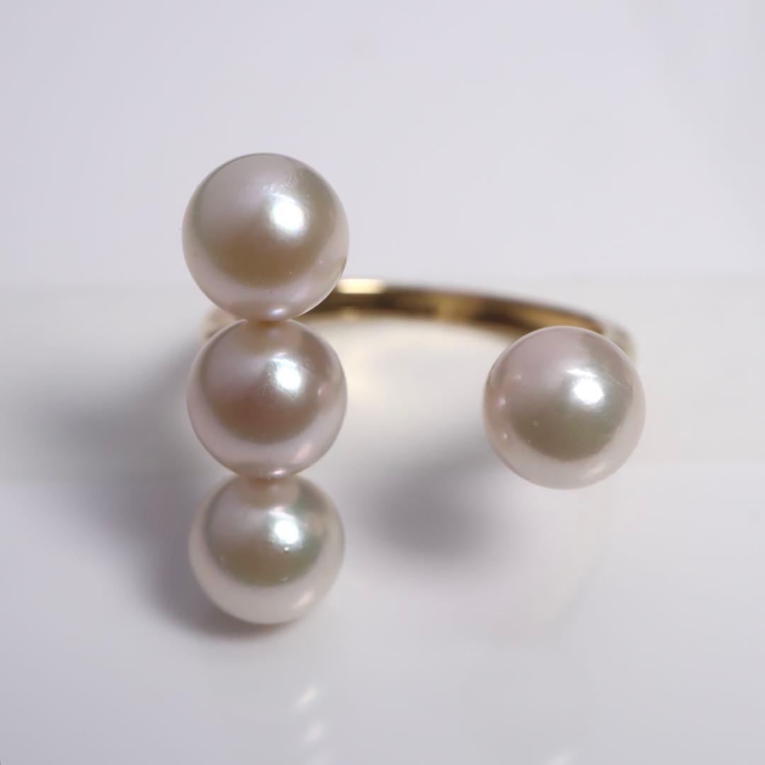 あこや真珠 リング あこやパール 指輪 3連リング アコヤパール 3連あこやパールリング】真珠 あこや 14K/18K YG/PG/WG 【受注生産