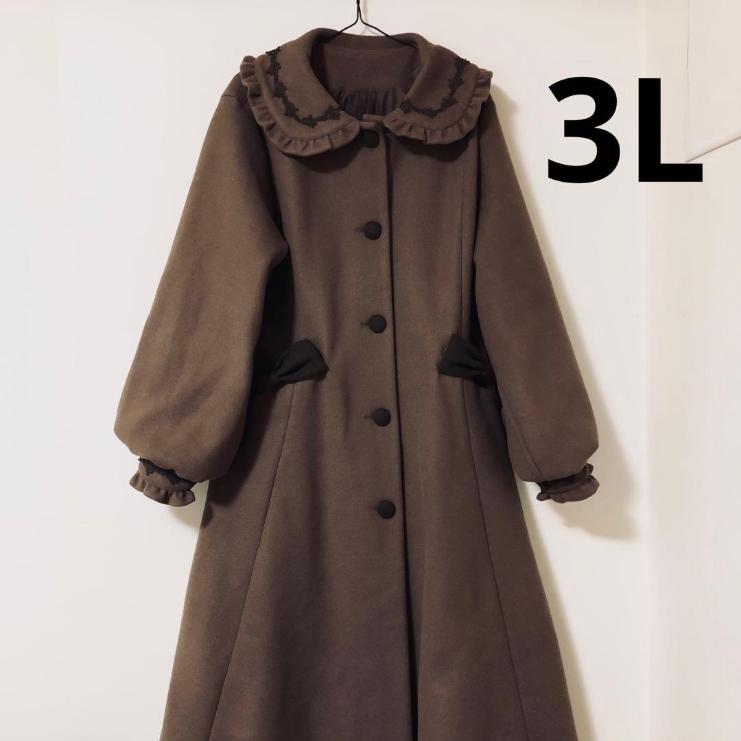 未使用品 青木美沙子 しまむら ロングコート ブラウン 3Lサイズ 新品未使用 青木美沙子 しまむら パネル切り替えロングコート ブラウン