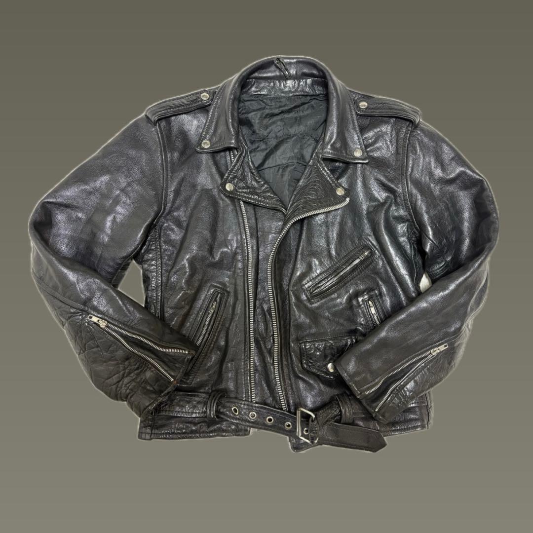 ブラックレザー ダブルライダースジャケット SHEEP LEATHER/シープレザー ダブルライダースジャケット | ラトル