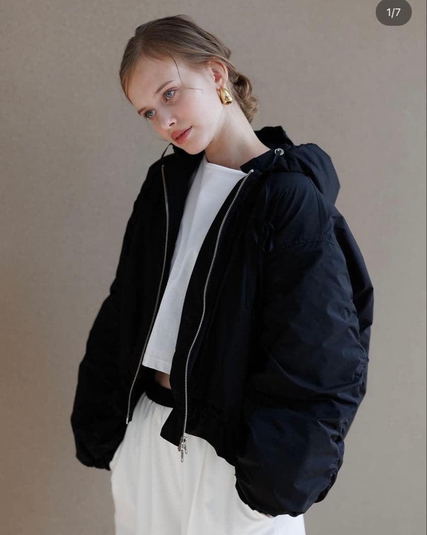 pois ポワ ribbon blouson リボンブルゾン　ブラック 2color 】バックリボン刺繍ヴィンテージライクフェイクレザーブルゾン