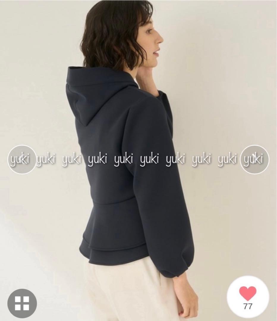 ANAYI ダンボールフリル フードパーカー 38 ネイビーアナイ ダンボール