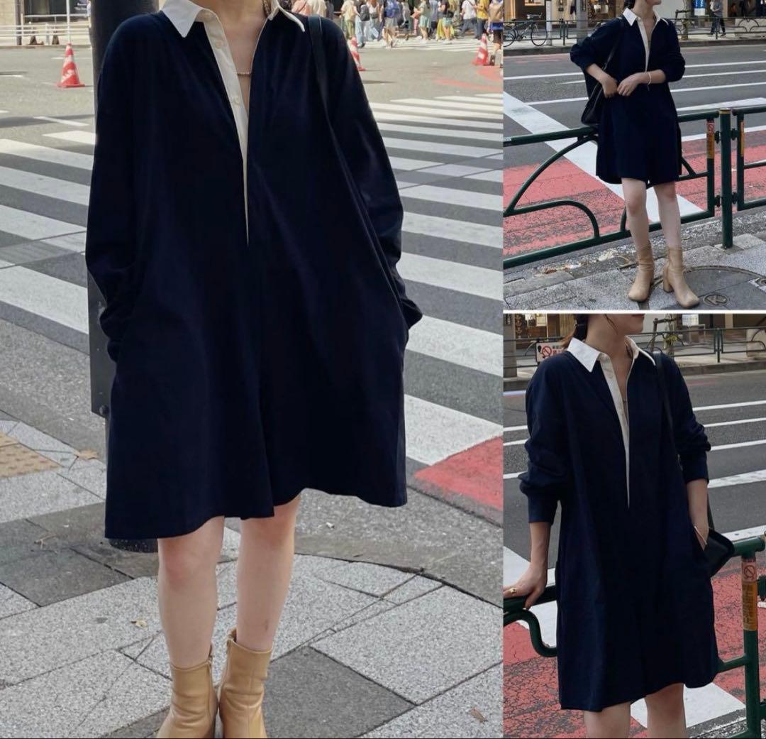 ETRE TOKYO 24AW ラガーシャツショートオールインワン ネイビー M