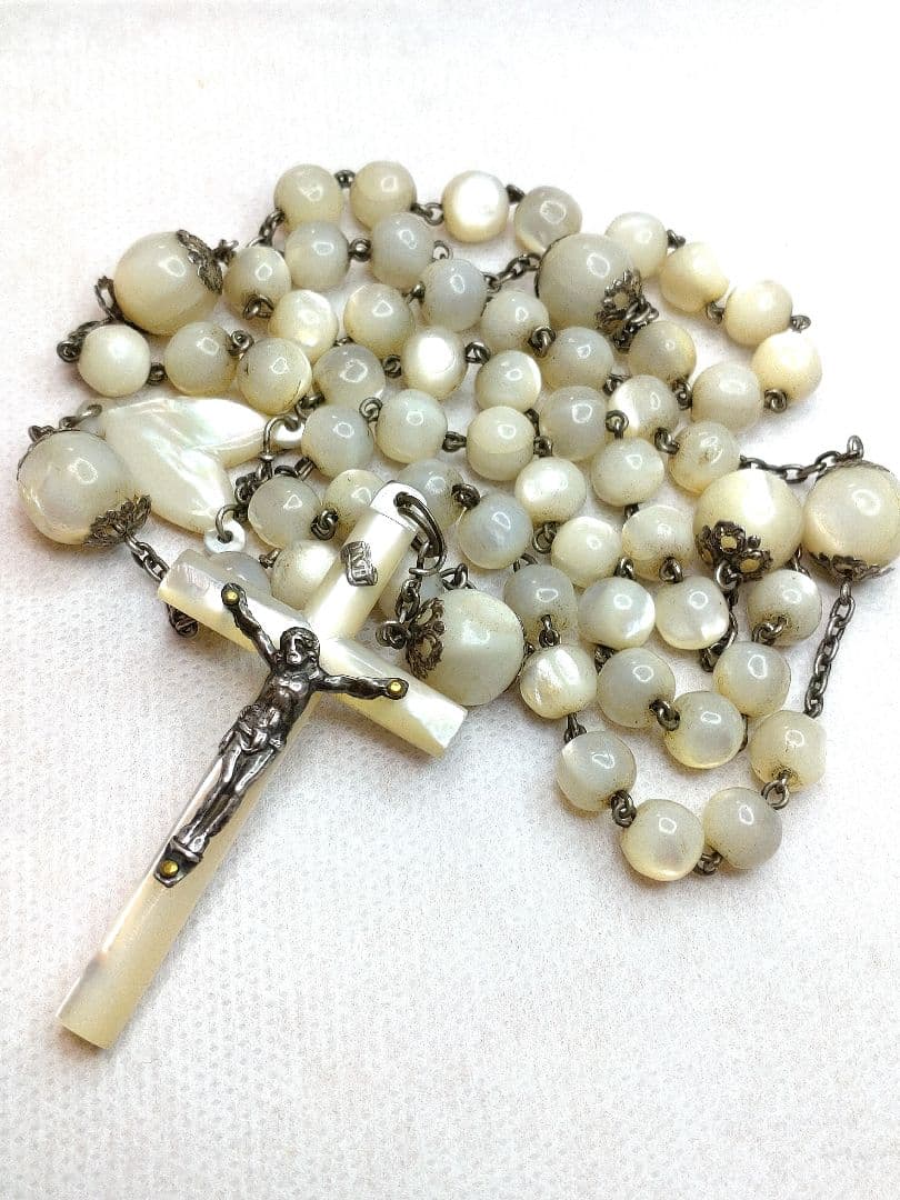 ◎K033-ロザリオ【マザーオブパール】【お値引対象品】