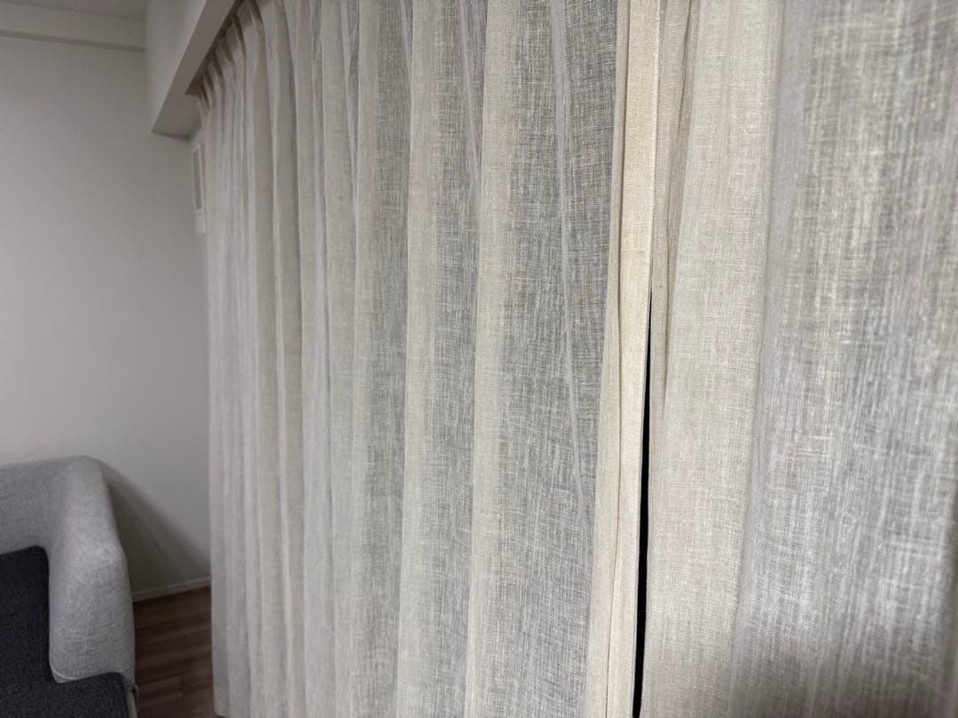 ホワイトレースカーテン プリーツデザイン 川島セルコン 透け感のある