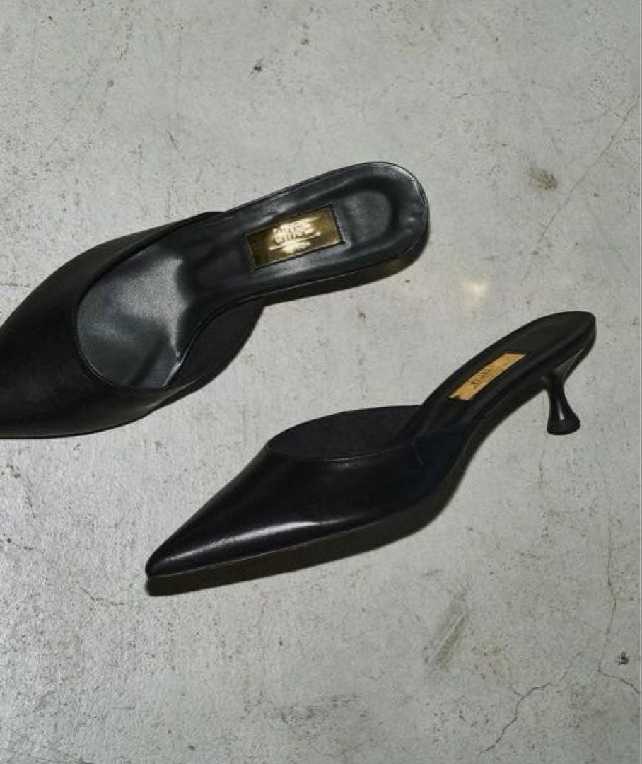 GRISE ブラック ポインテッドトゥ ミュール M ポインテッドトゥミュールパンプス[zr1008] | レディースファッション