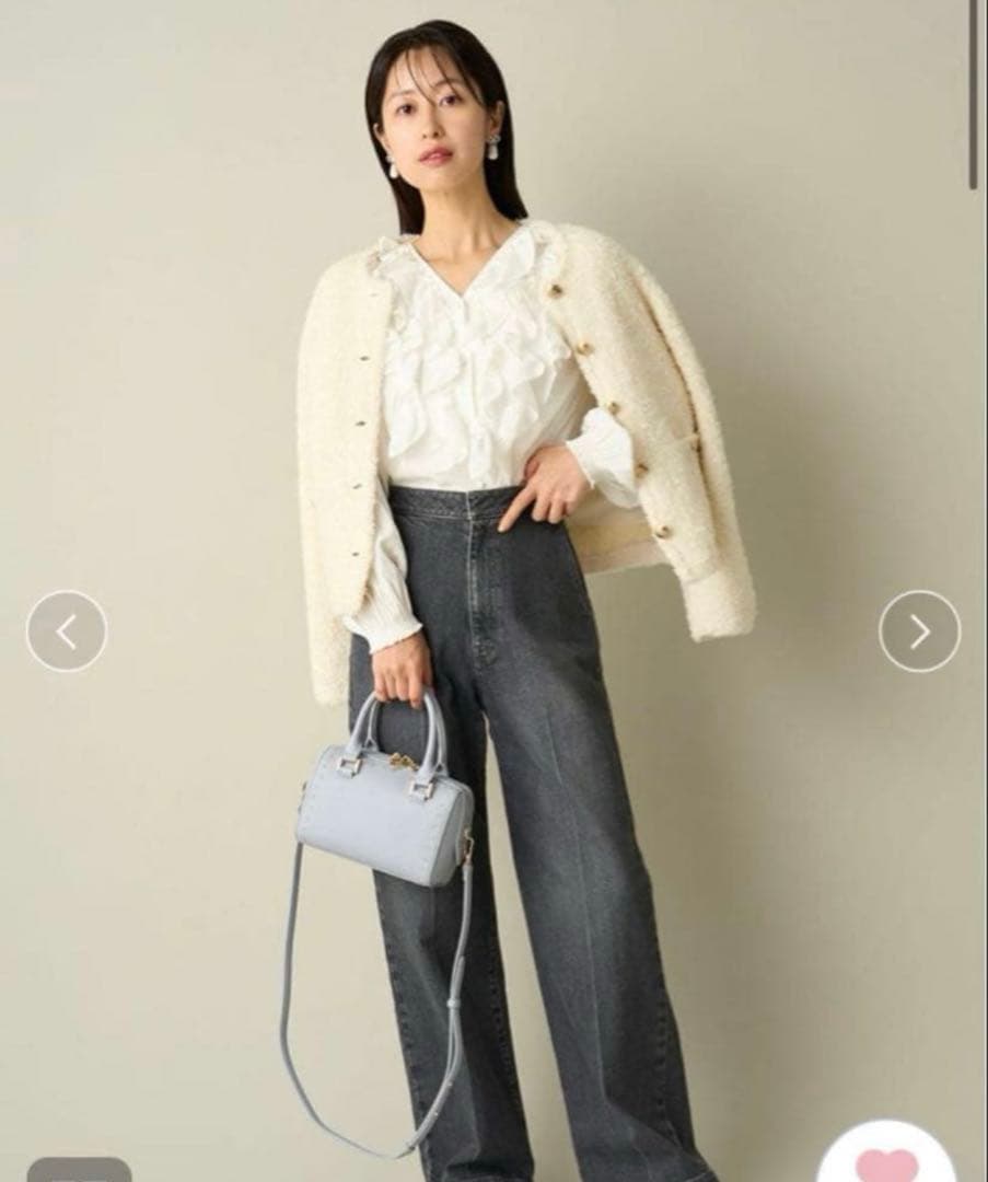 美品セルフォード2点/ツィードニットジャケット/割線フリルチュニック