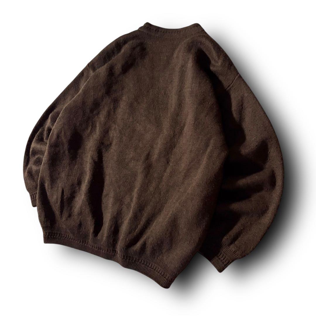 vintage起毛ニット切替カーディガンジャケット短丈グランパCBOYブラウンL