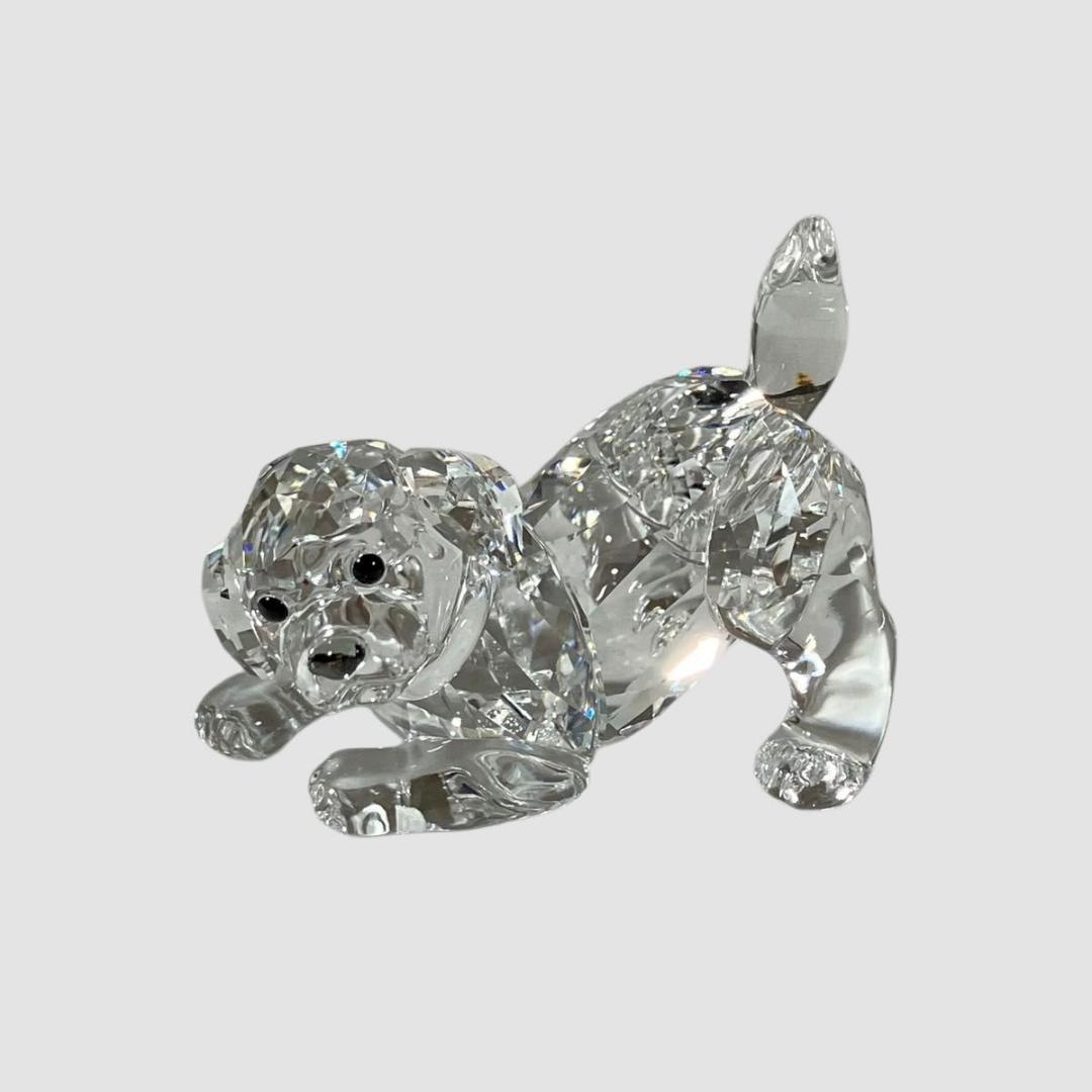 超美品 SWAROVSKI スワロフスキー クリスタル ラブラドール 子犬 置物