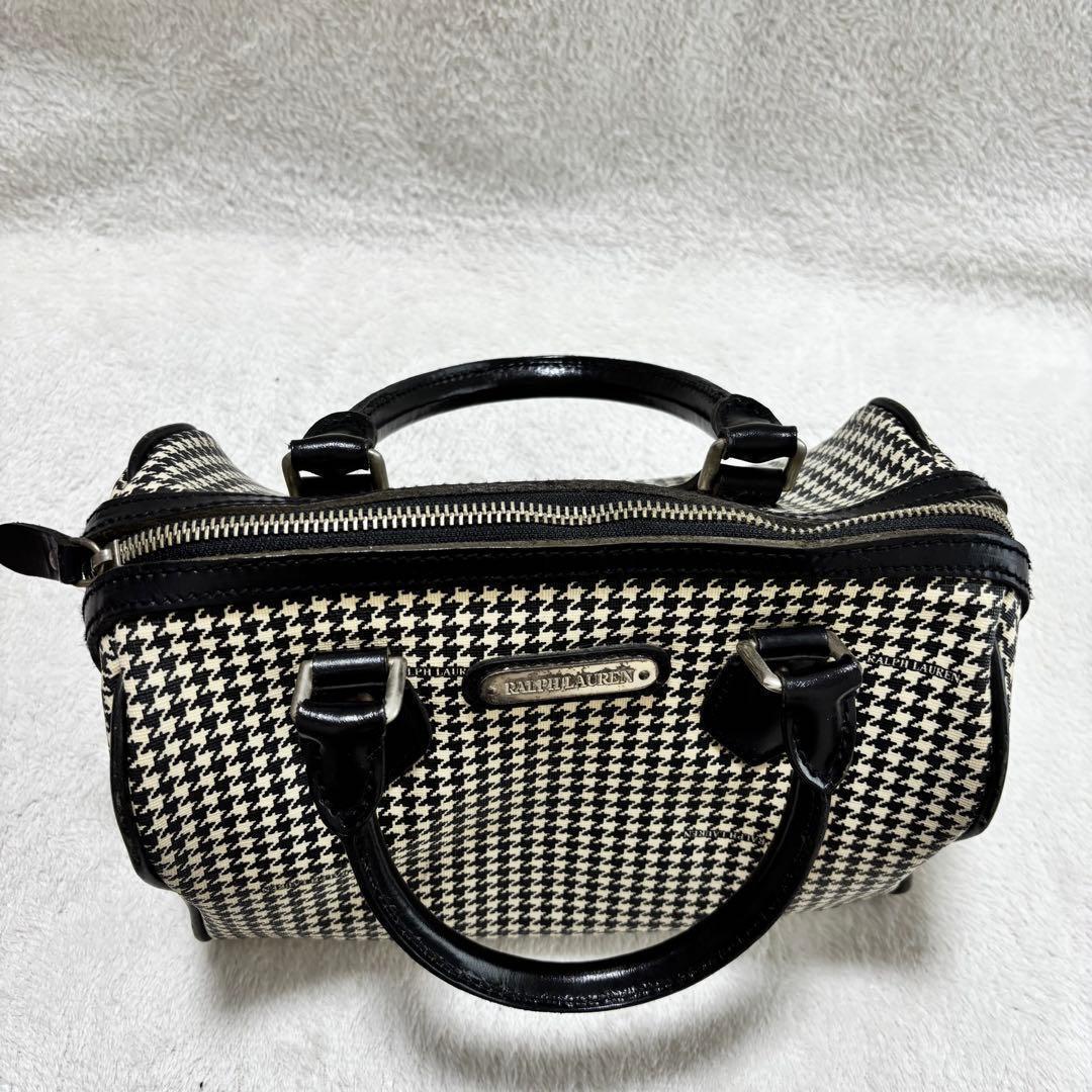 ラルフローレン 千鳥格子柄 ミニボストンバッグ ヴィンテージ PVC