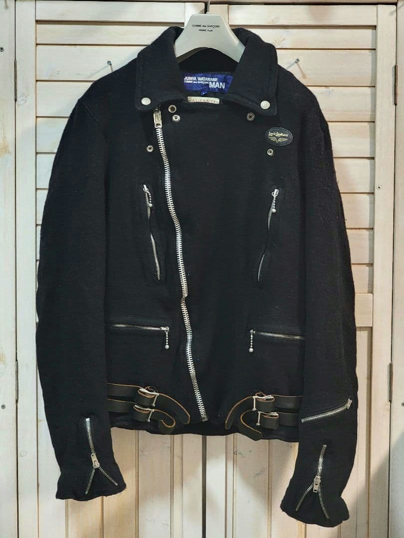 JUNYA MAN × ルイスレザー ダブルライダース 縮絨ウール ギャルソン