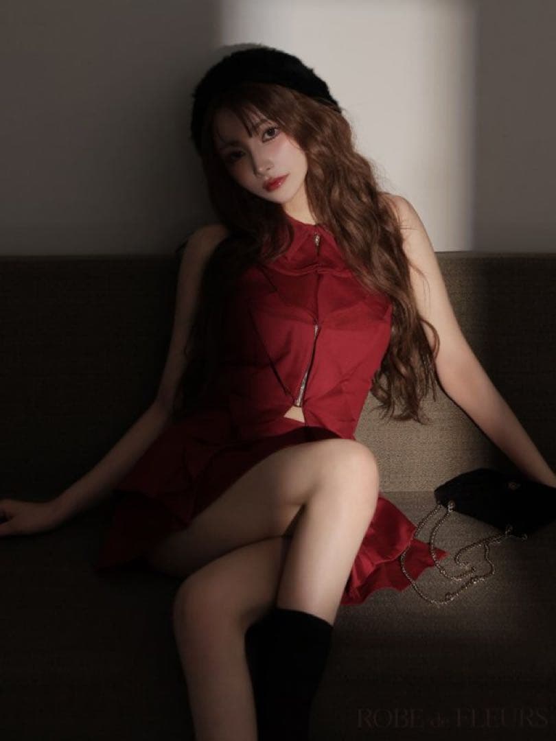 ROBE de FLEURS /フロントフリルホルタードレス/新品未使用Sサイズ