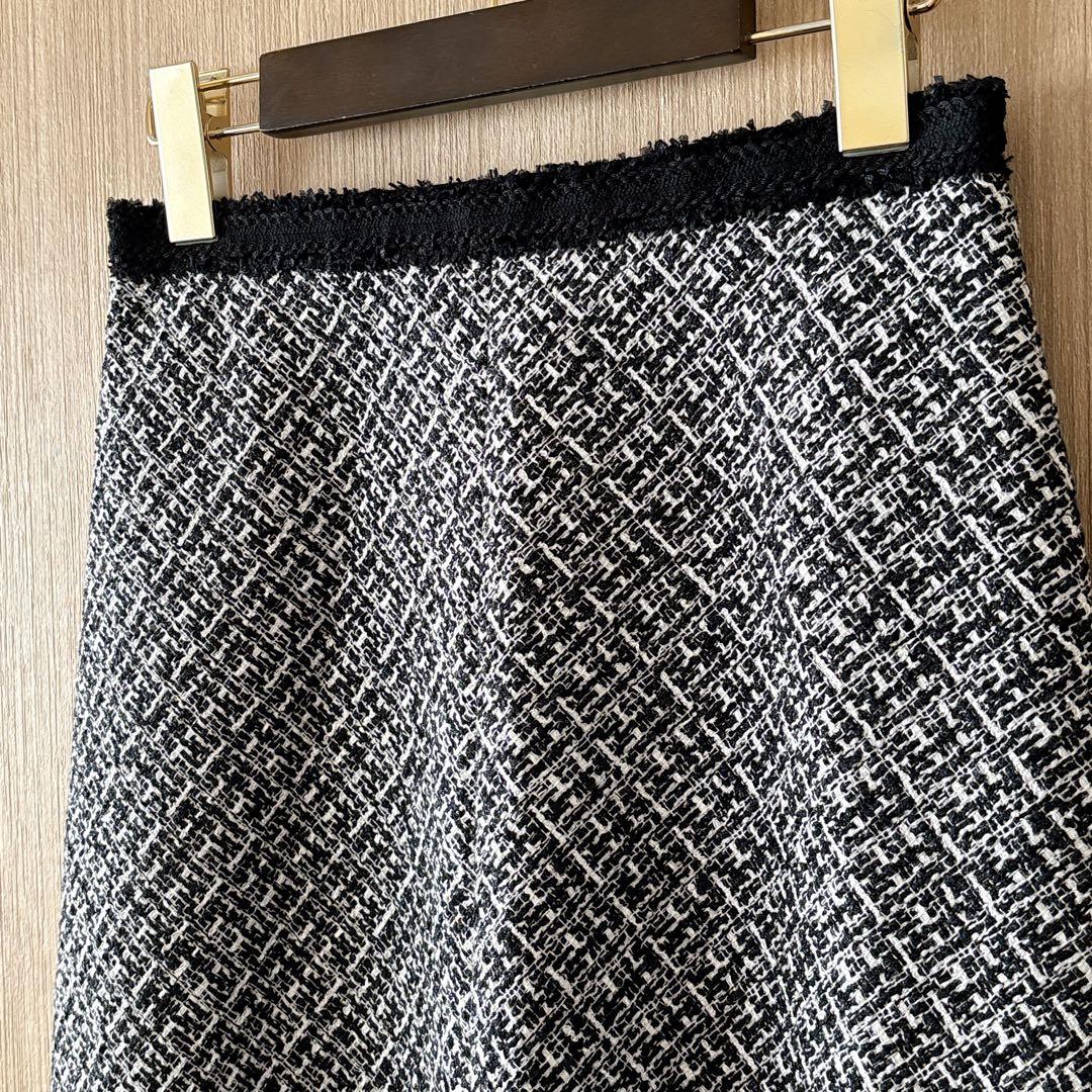 1342】アナイ モノトーンツィードスカート 白黒 36 - メルカリ