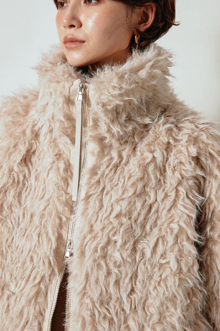 ミックスシープファースタンドブルゾン ファージャケット アウター