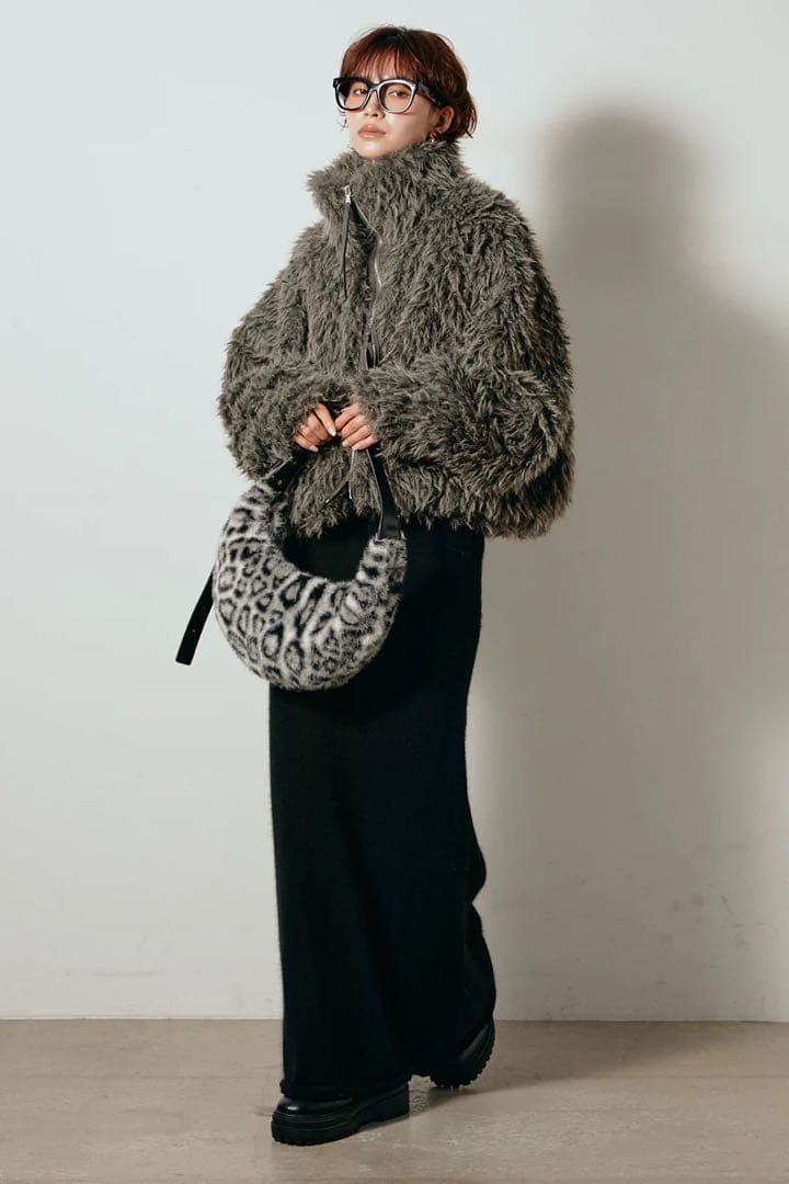 ミックスシープファースタンドブルゾン ファージャケット アウター