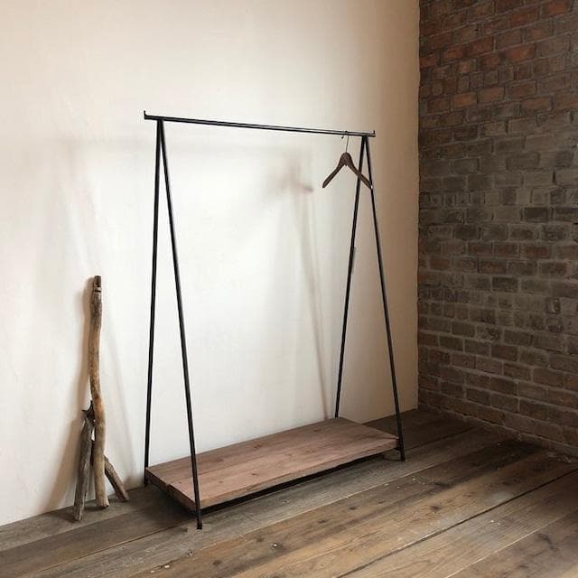 特大　貴重　数量限定　特別価格　ハンガーラック　アイアン家具　古材　無垢材　送込 数量限定 SNNK-C キャスター付き ハンガーラック アイアン アイアン