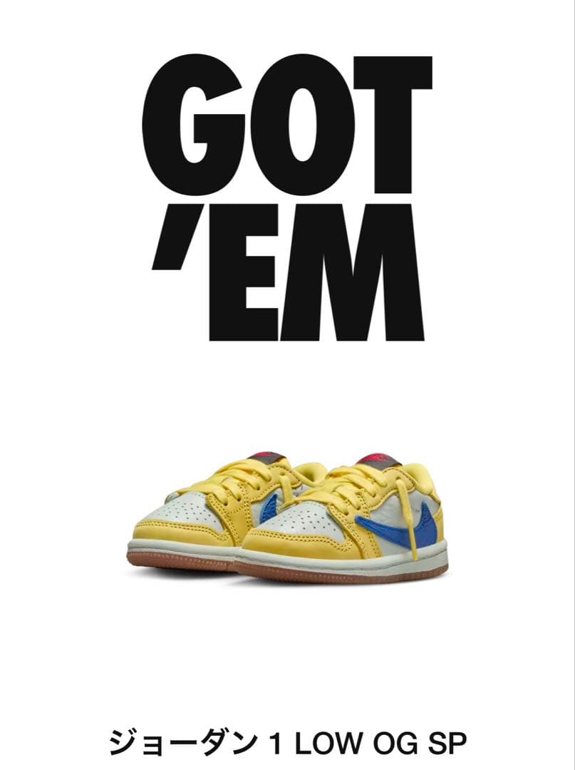 その他 Nike TD Air Jordan 1 Low OG \"Canary\"16.0