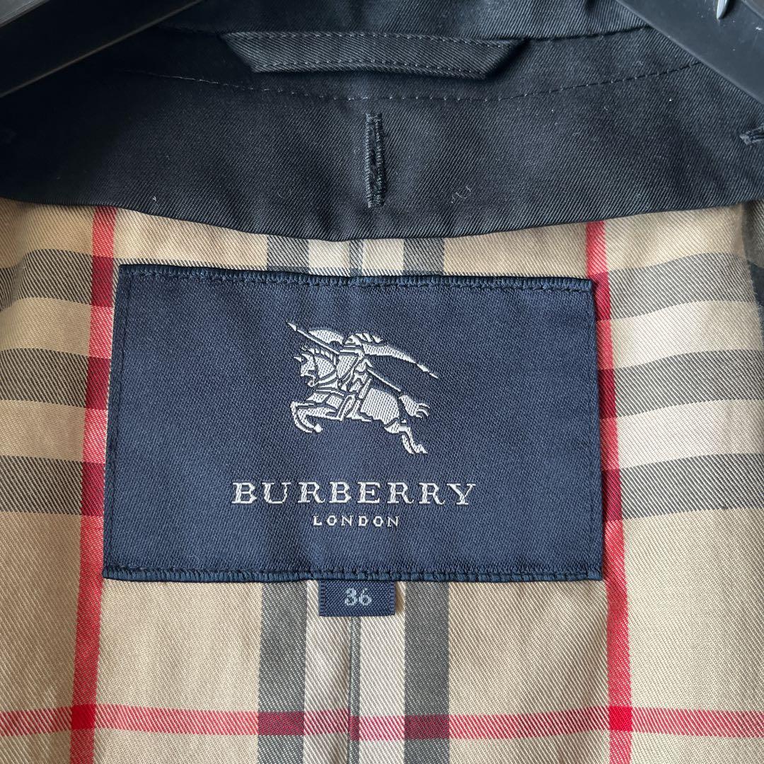 極美品 バーバリーロンドン ステンカラーコート ノバチェック 黒