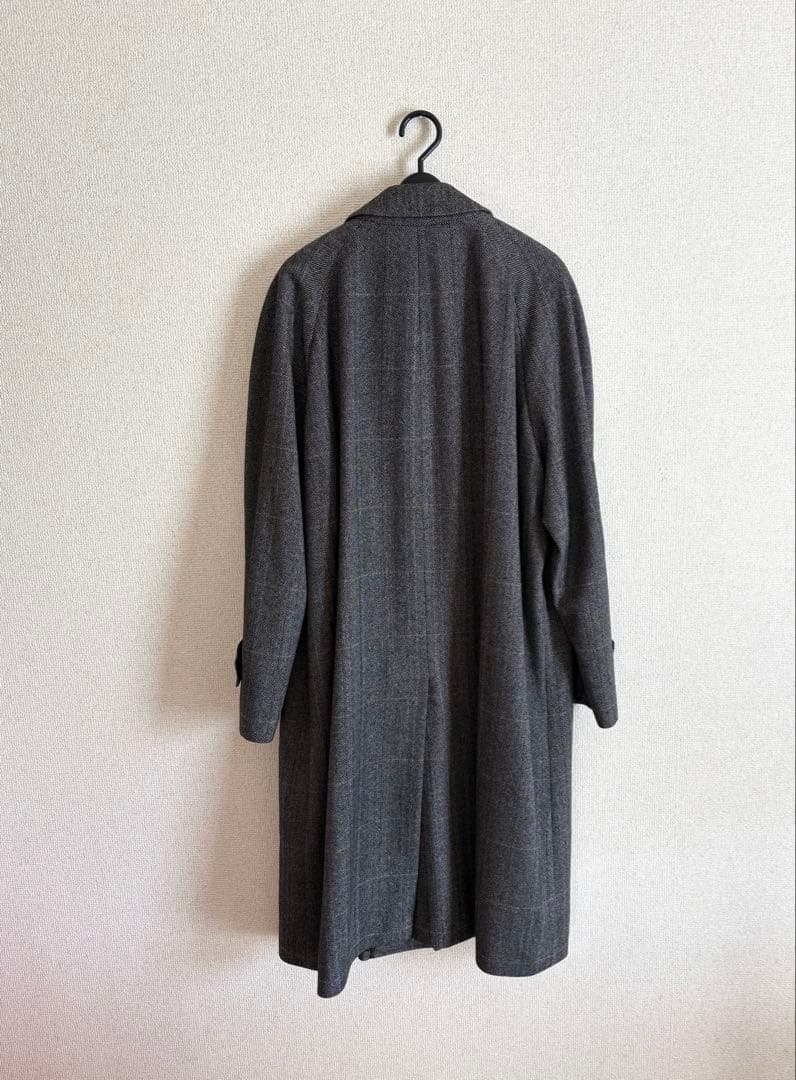 DAKS ダックス カシミア バルマカンコート グレーチェック サイズL