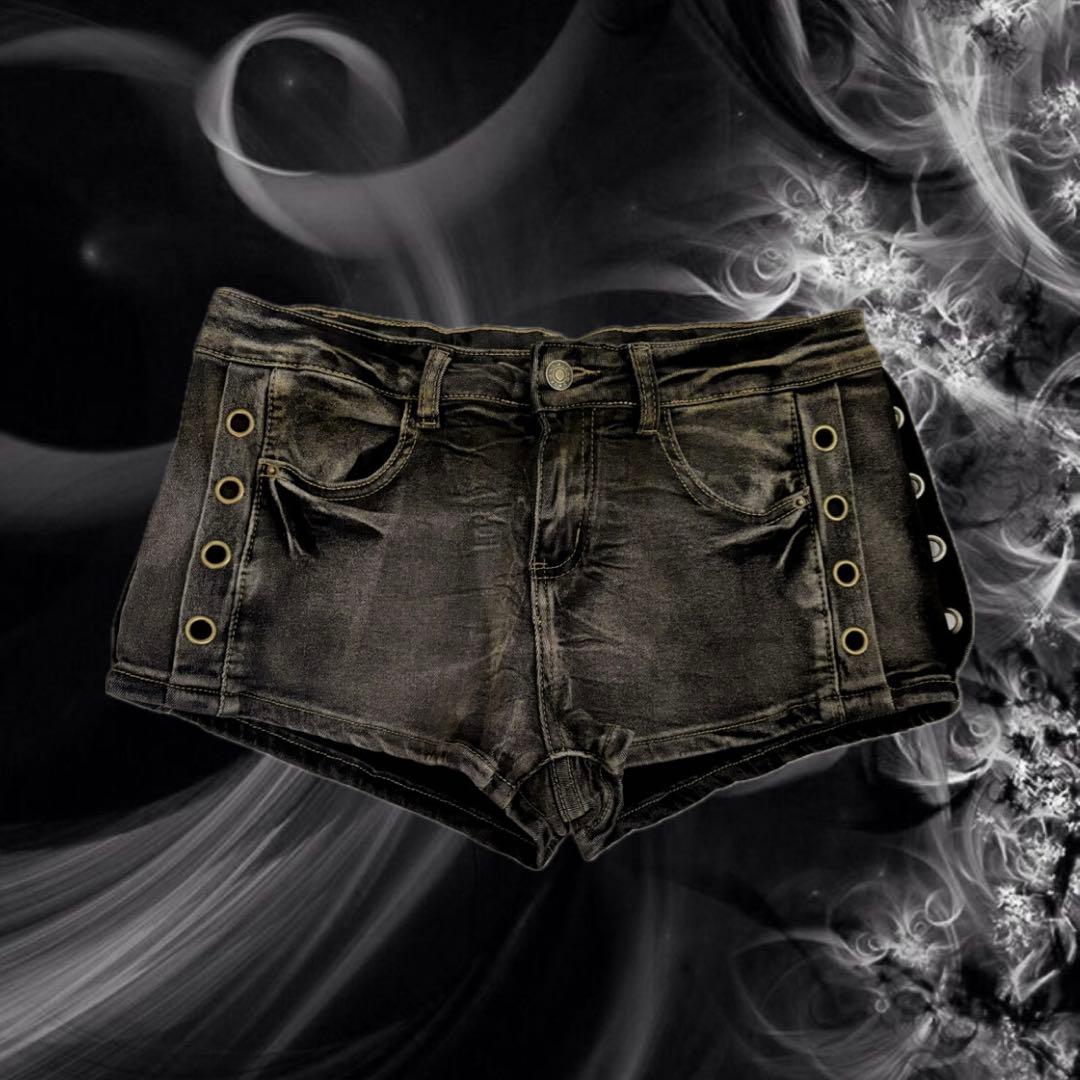 Y2K グランジ 平成 デニムパンツ ショート ブラックデニム ブラック