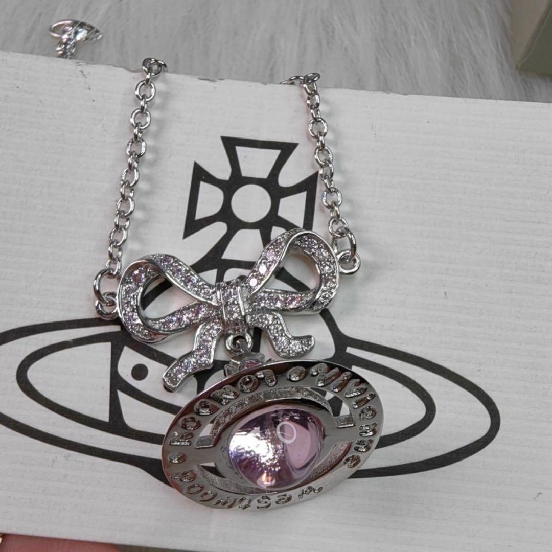 ピンク】ヴィヴィアンウエストウッド ドロップリボン ネックレス