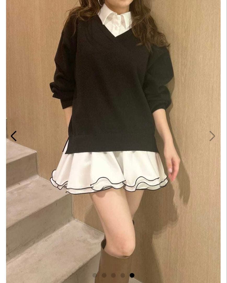 【新品未開封】【lily brown】シャツドッキングフリルミニワンピース シャツドッキングフリルミニワンピース(マキシ・ロングワンピース