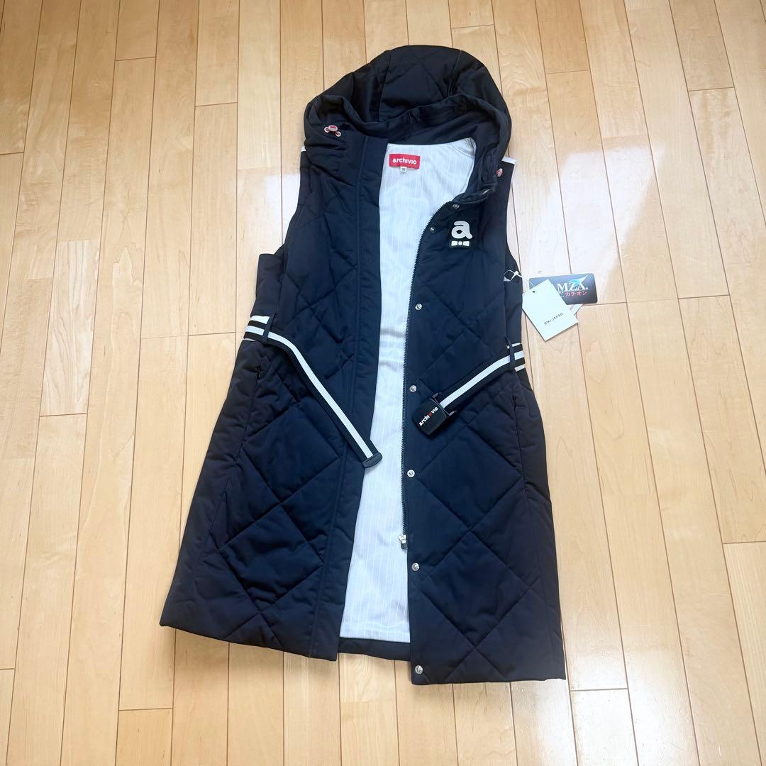 未使用 タグ付】 アルチビオ 中綿 ワンピース ベスト ジレ ブラック36