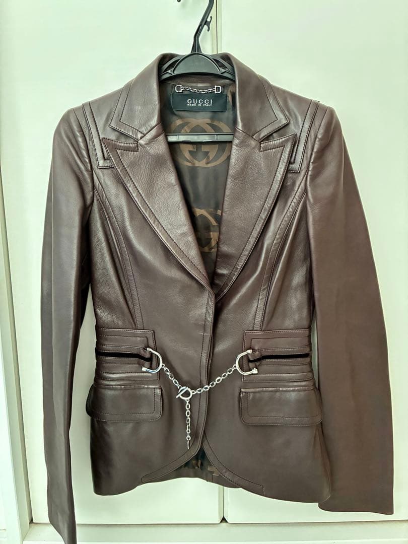 Gucci ブラウンジャケット 中古・古着通販】GUCCI (グッチ) ラムレザージャケット ブラウン