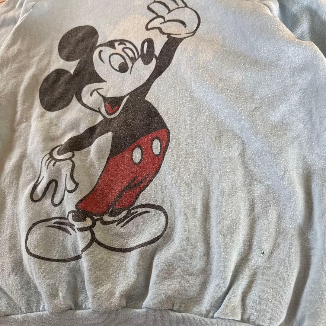 ミッキーマウス プリント トレーナー ヴィンテージ 染み込みプリント