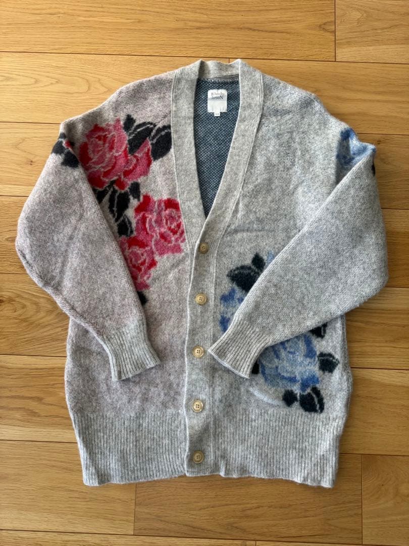 RhodolirioN ロドリリオン　花柄　ロングカーディガン セール】フラワーフェザーVネックロングカーディ（カーディガン