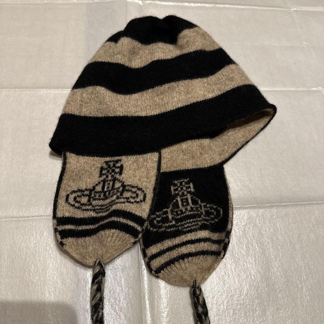ヴィヴィアンウエストウッド 耳あて付きニット帽 ストライプ - メルカリ
