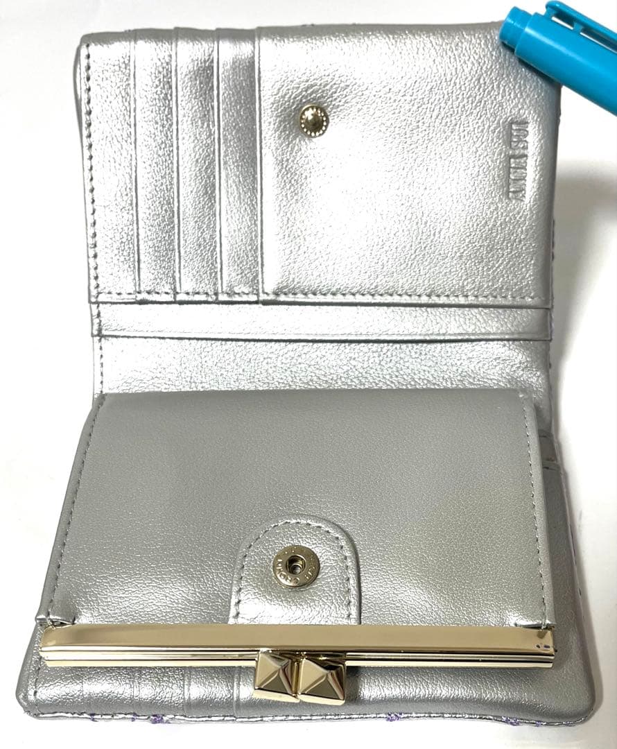 みらい様】ANNA SUI 財布 二つ折り シルバー 銀 がま口 星 スター