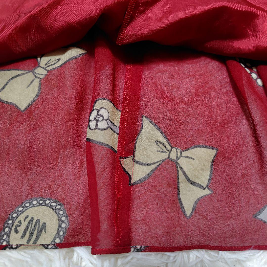 極美品♡希少40】エムズグレイシー アイコン柄シフォンリボンフレア