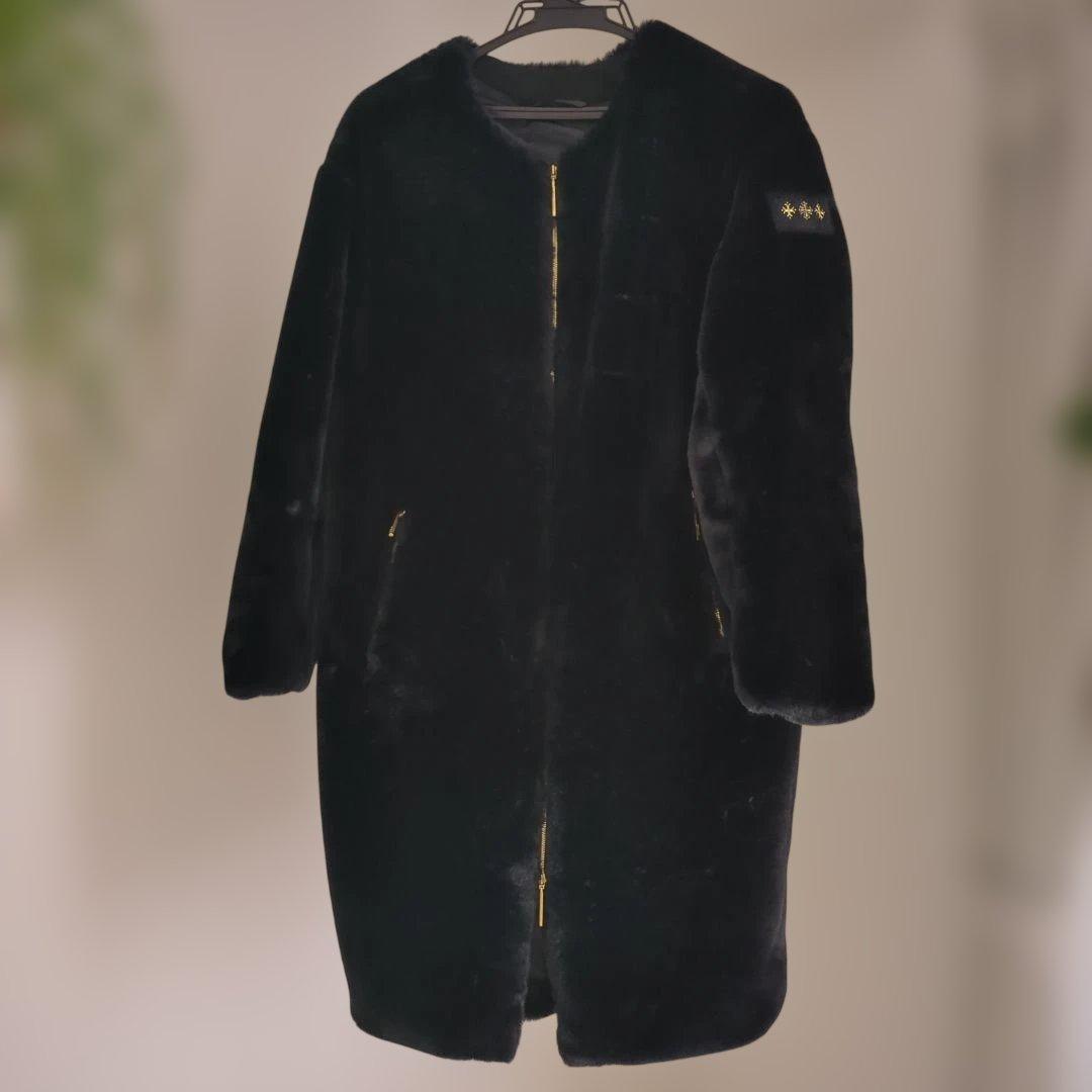 ★美品★TATRAS ブラックファーコートS TATRAS タトラス タミル ロングコート ファーコート ノーカラー