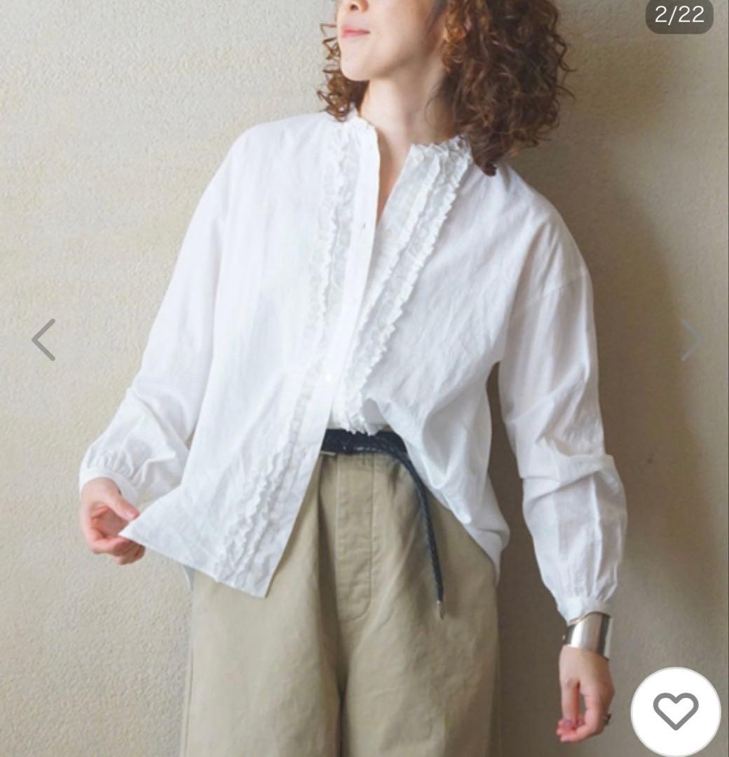 ワッシャーフリルブラウス 白 即完売 予約購入 ジャーナルスタンダード