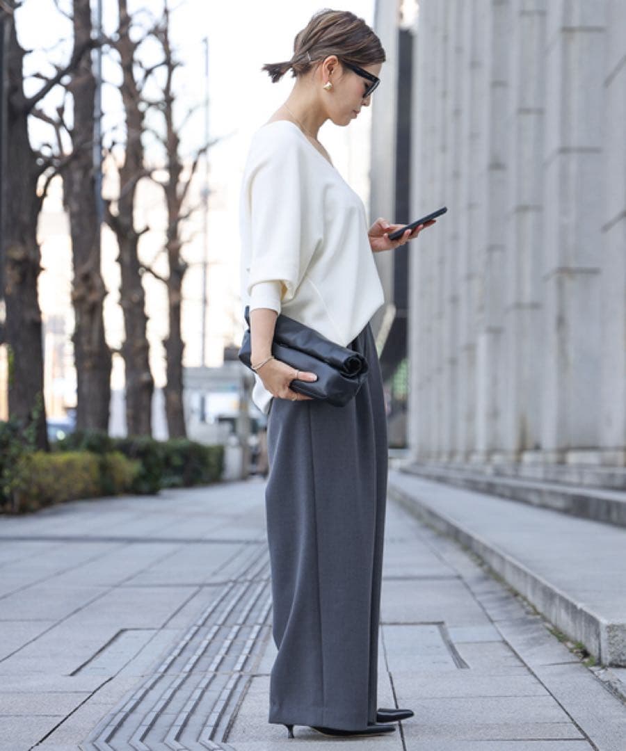 25SS ドゥーズィエムクラス トリアセジョーゼット Vネック プル