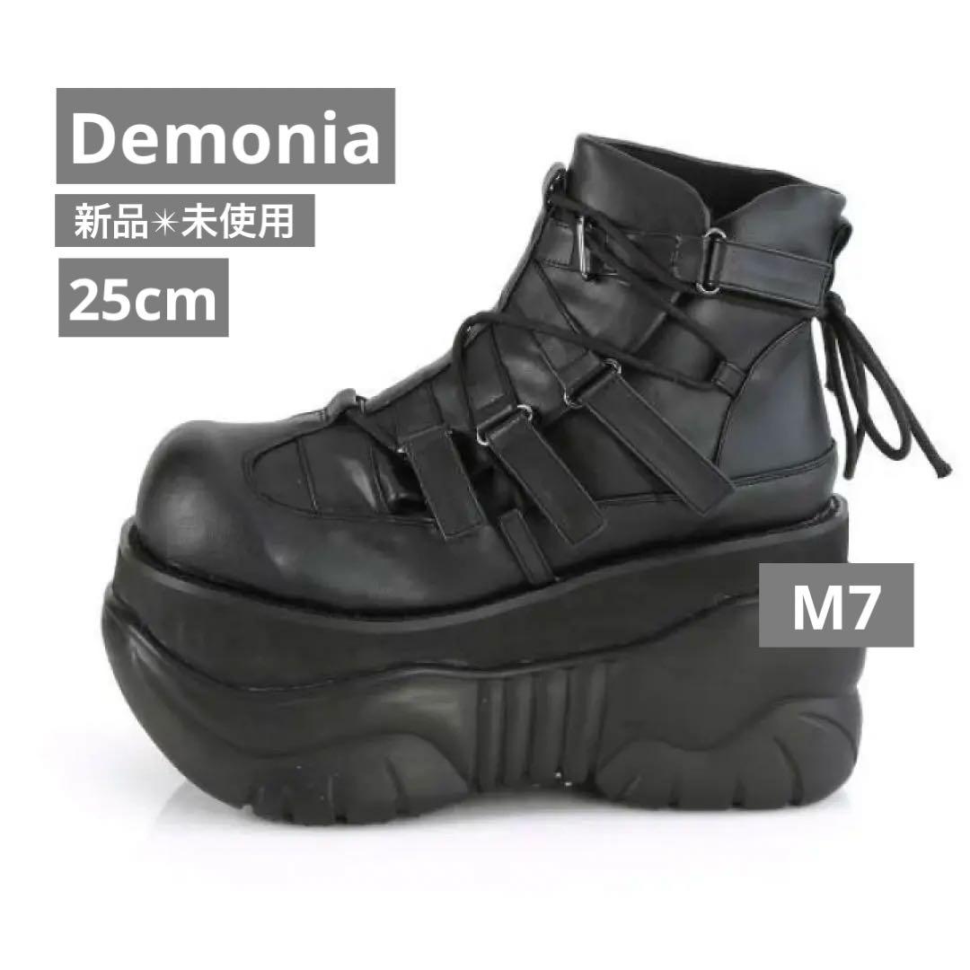 新品未使用⭐️ Demonia デモニア 厚底スニーカー ブーツ 黒25cm M7