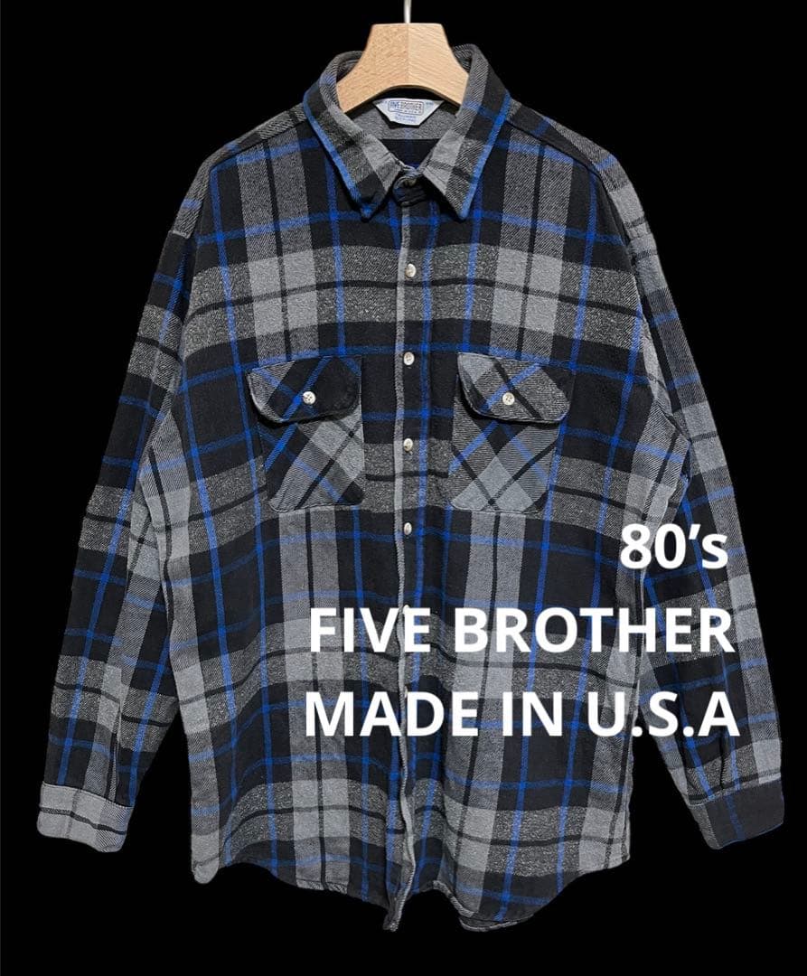 80's USA製 FIVE BROTHERヘビーネルシャツ